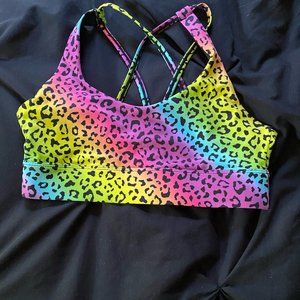 Zyia Rainbow Leopard Light n Tight Strappy Bra (M)